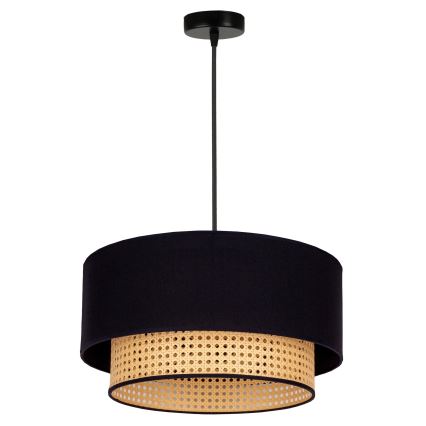 Duolla - Lestenec na vrvici BOHO 1xE27/15W/230V pr. 45 cm črna/ratan
