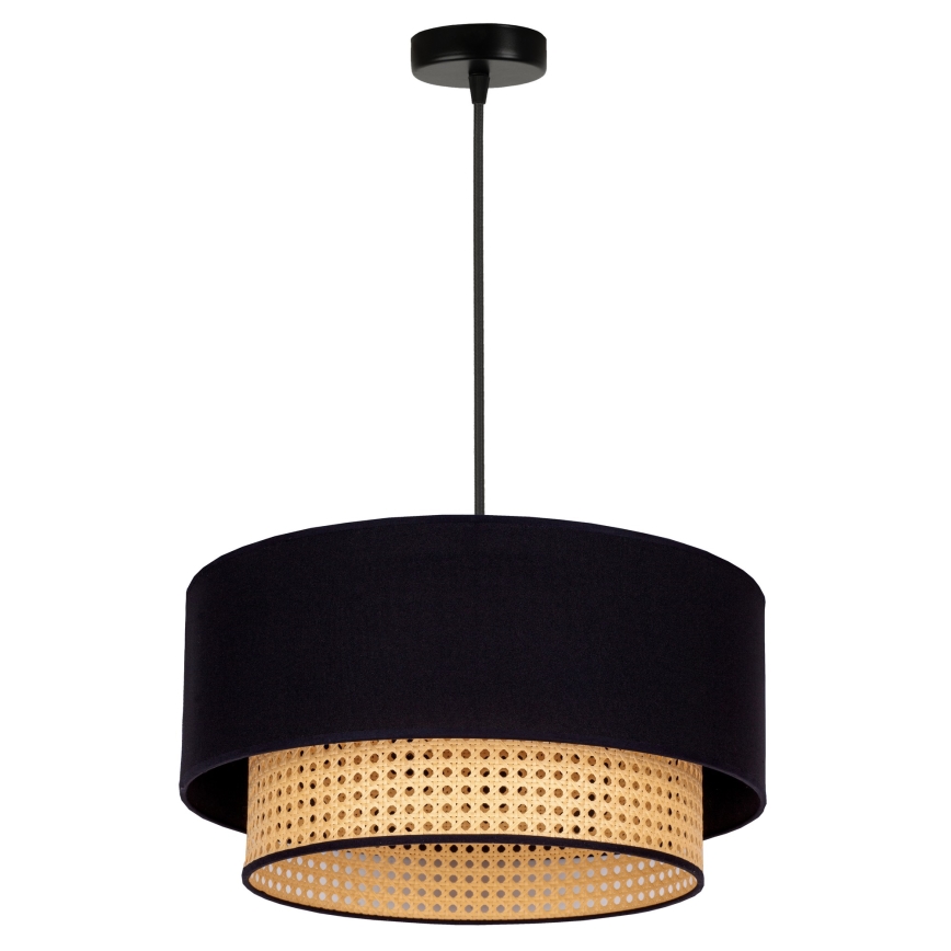 Duolla - Lestenec na vrvici BOHO 1xE27/15W/230V pr. 45 cm črna/ratan