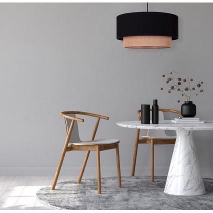 Duolla - Lestenec na vrvici BOHO 1xE27/15W/230V pr. 45 cm črna/rjava