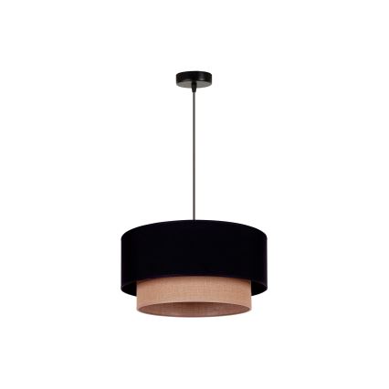 Duolla - Lestenec na vrvici BOHO 1xE27/15W/230V pr. 45 cm črna/rjava