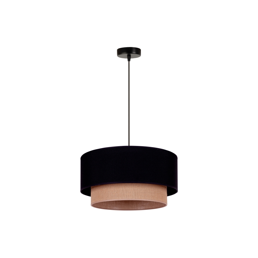 Duolla - Lestenec na vrvici BOHO 1xE27/15W/230V pr. 45 cm črna/rjava