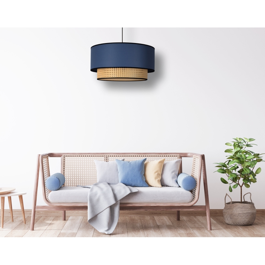 Duolla - Lestenec na vrvici BOHO 1xE27/15W/230V pr. 45 cm modra/ratan