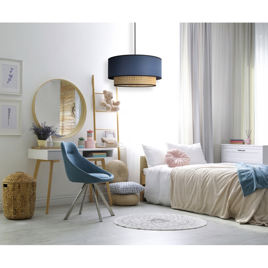 Duolla - Lestenec na vrvici BOHO 1xE27/15W/230V pr. 45 cm modra/ratan