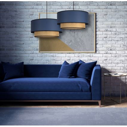 Duolla - Lestenec na vrvici BOHO 1xE27/15W/230V pr. 45 cm modra/ratan