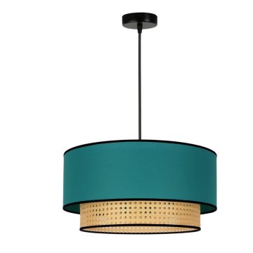 Duolla - Lestenec na vrvici BOHO 1xE27/15W/230V pr. 45 cm turkizna/ratan