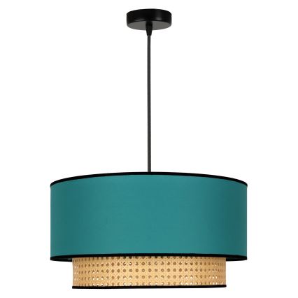 Duolla - Lestenec na vrvici BOHO 1xE27/15W/230V pr. 45 cm turkizna/ratan