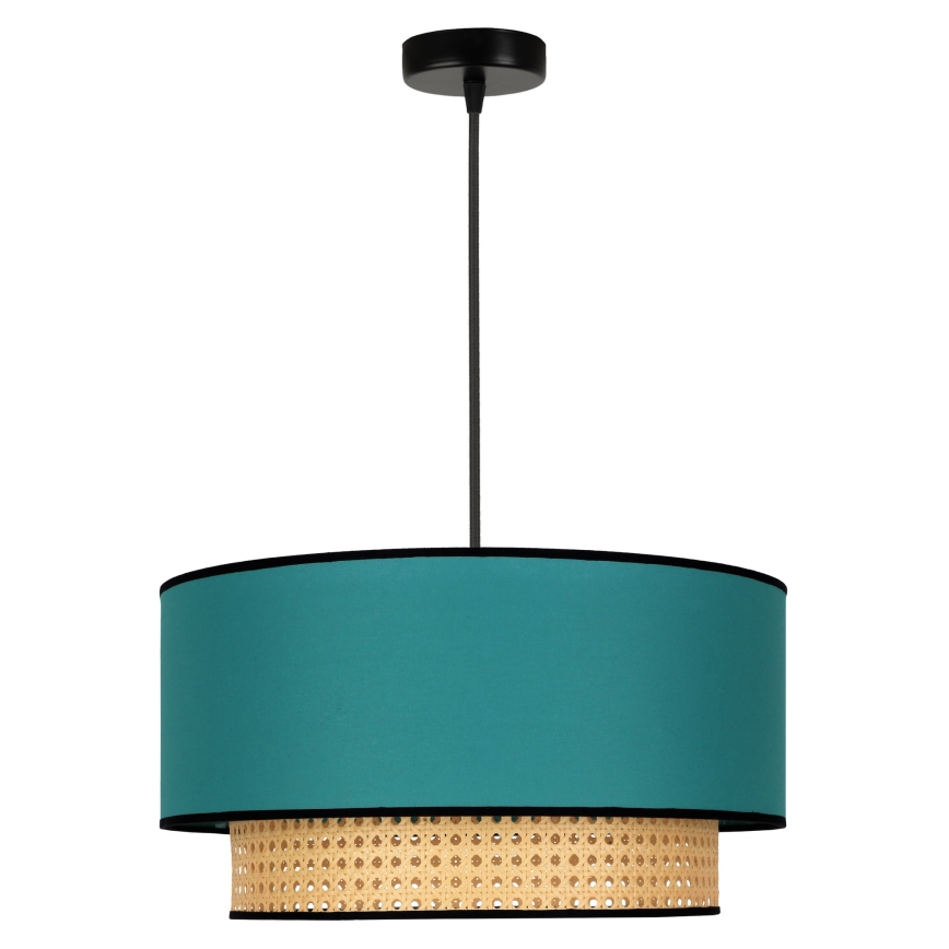 Duolla - Lestenec na vrvici BOHO 1xE27/15W/230V pr. 45 cm turkizna/ratan