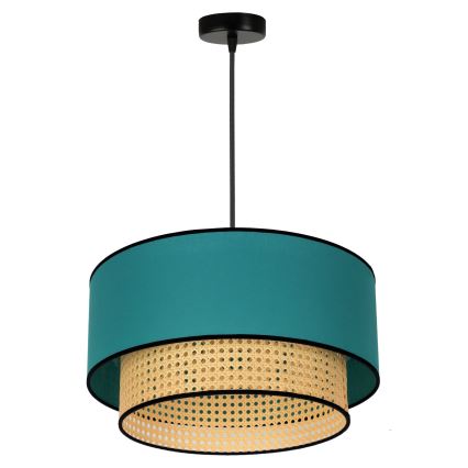 Duolla - Lestenec na vrvici BOHO 1xE27/15W/230V pr. 45 cm turkizna/ratan