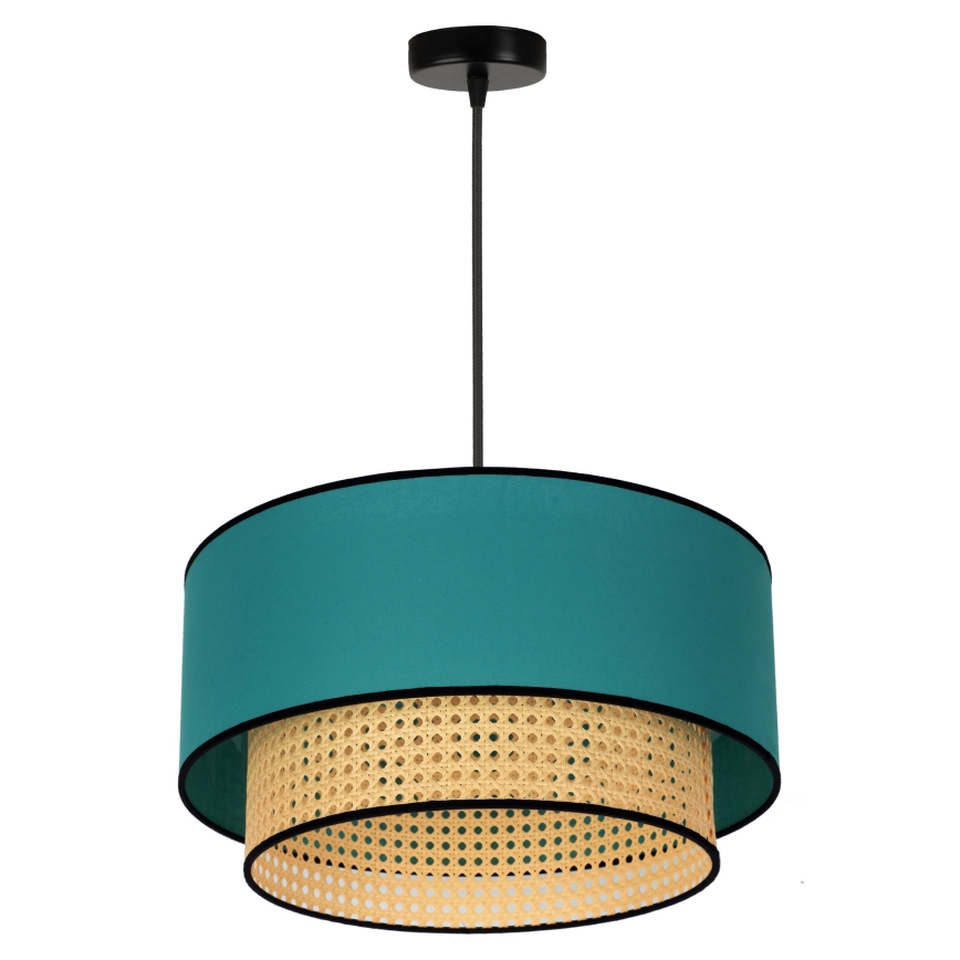 Duolla - Lestenec na vrvici BOHO 1xE27/15W/230V pr. 45 cm turkizna/ratan