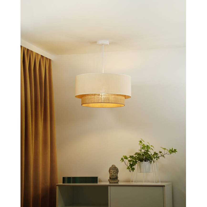 Duolla - Lestenec na vrvici BOHO 1xE27/40W/230V pr. 45 cm krem barva/rjava