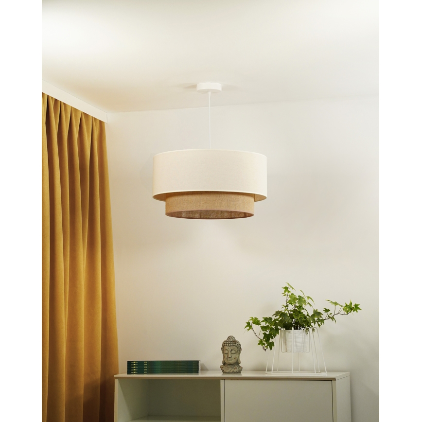 Duolla - Lestenec na vrvici BOHO 1xE27/40W/230V pr. 45 cm krem barva/rjava