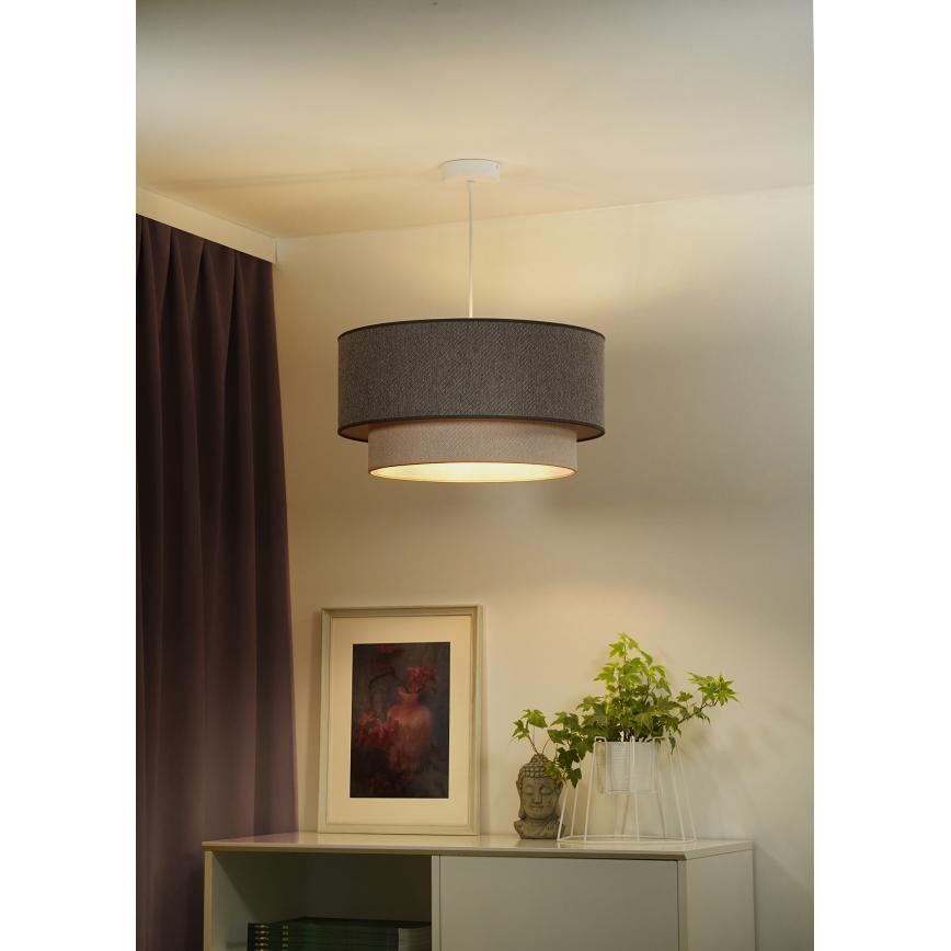 Duolla - Lestenec na vrvici BOHO ECO RECYCLING 1xE27/15W/230V pr. 45 cm rjava/krem barva