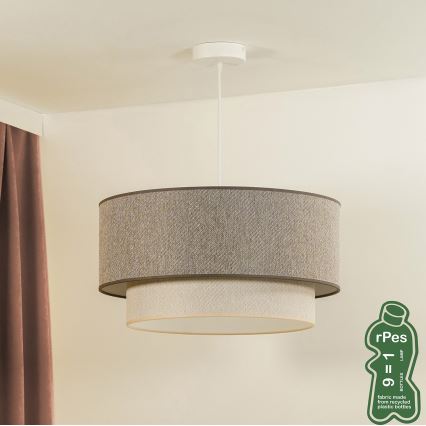 Duolla - Lestenec na vrvici BOHO ECO RECYCLING 1xE27/15W/230V pr. 45 cm rjava/krem barva