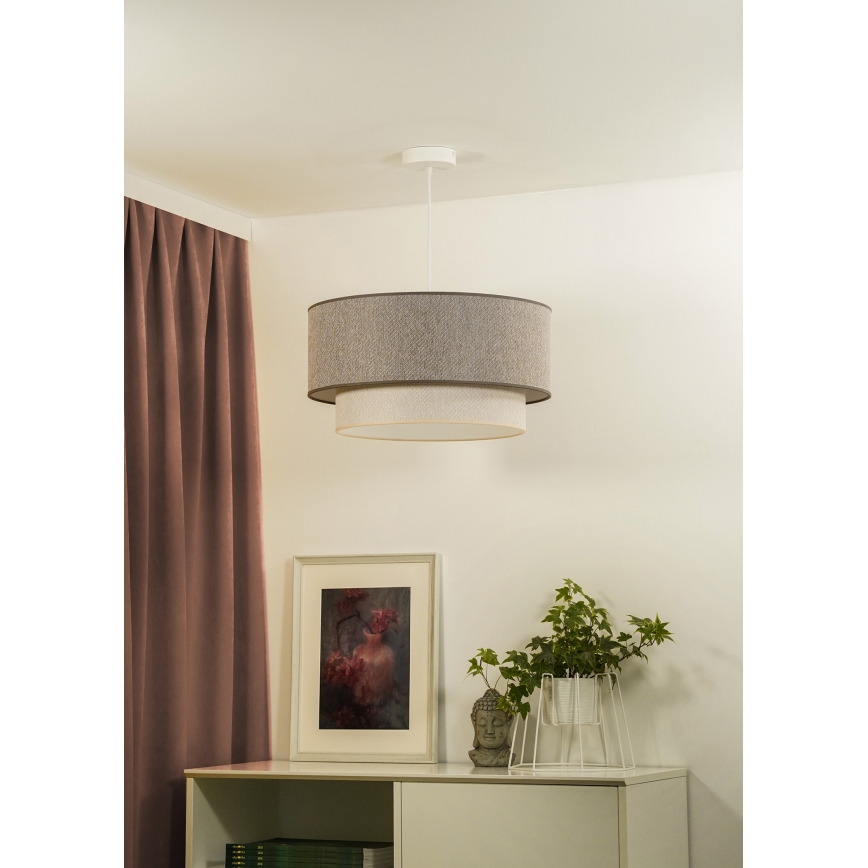 Duolla - Lestenec na vrvici BOHO ECO RECYCLING 1xE27/15W/230V pr. 45 cm rjava/krem barva