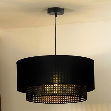 Duolla - Lestenec na vrvici BOHO RATTAN 1xE27/15W/230V pr. 45 cm črna
