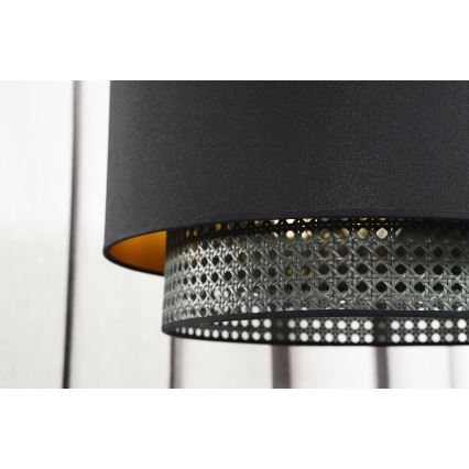 Duolla - Lestenec na vrvici BOHO RATTAN 1xE27/15W/230V pr. 45 cm črna