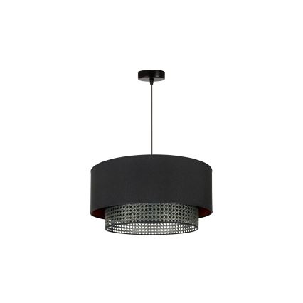 Duolla - Lestenec na vrvici BOHO RATTAN 1xE27/15W/230V pr. 45 cm črna