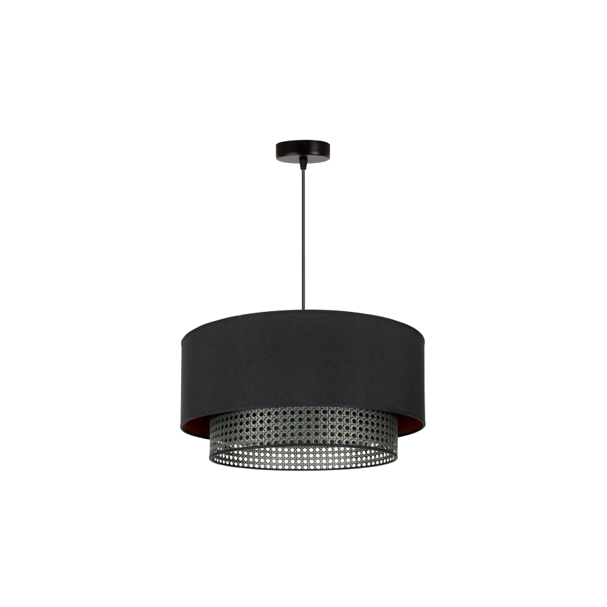 Duolla - Lestenec na vrvici BOHO RATTAN 1xE27/15W/230V pr. 45 cm črna