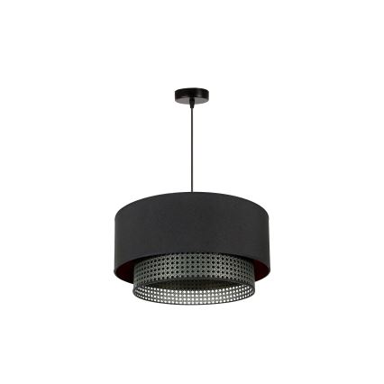 Duolla - Lestenec na vrvici BOHO RATTAN 1xE27/15W/230V pr. 45 cm črna