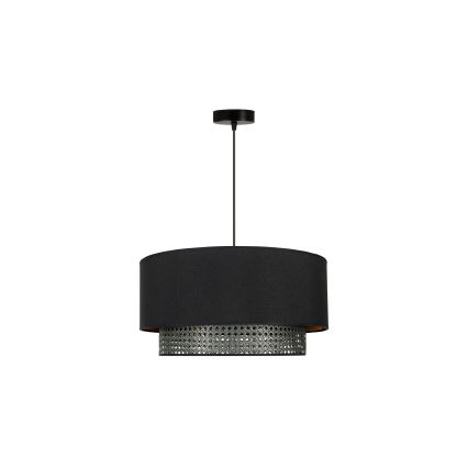 Duolla - Lestenec na vrvici BOHO RATTAN 1xE27/15W/230V pr. 45 cm črna
