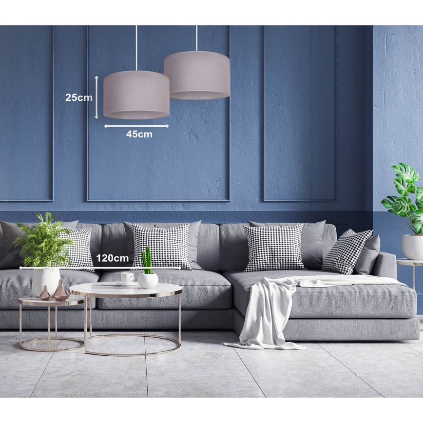 Duolla - Lestenec na vrvici BRISTOL 1xE27/40W/230V pr. 45 cm siva