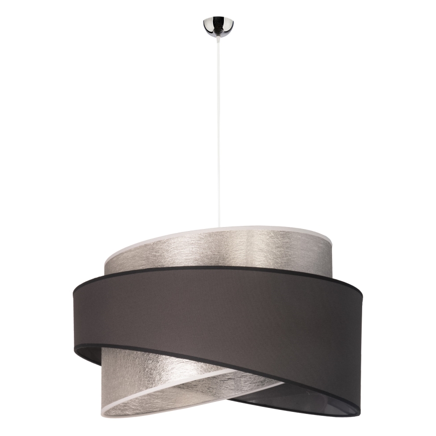 Duolla - Lestenec na vrvici BROOKLYN 1xE27/40W/230V pr. 50 cm srebrna/črna