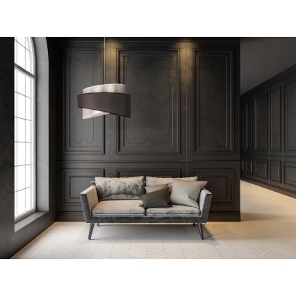 Duolla - Lestenec na vrvici BROOKLYN 1xE27/40W/230V pr. 50 cm srebrna/črna