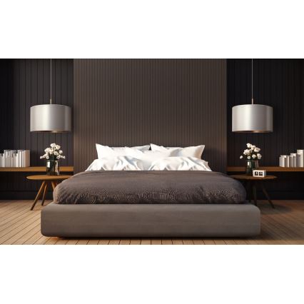 Duolla - Lestenec na vrvici CANNES 1xE27/15W/230V premer 45 cm srebrna/baker