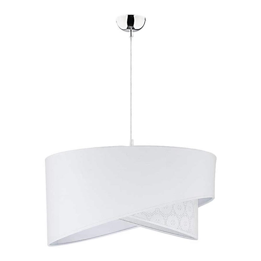 Duolla - Lestenec na vrvici CELLO 1xE27/40W/230V pr. 45 cm bela/čipka