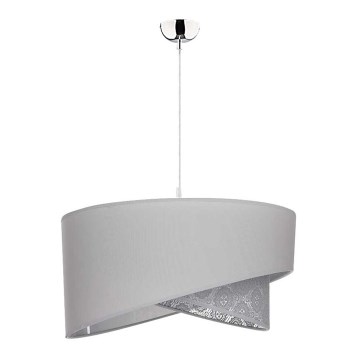 Duolla - Lestenec na vrvici CELLO 1xE27/40W/230V pr. 45 cm siva/čipka