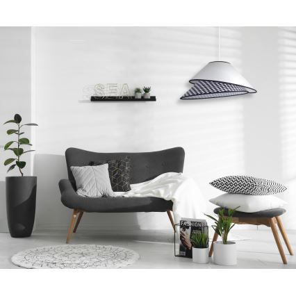Duolla - Lestenec na vrvici COCO 1xE27/40W/230V pr. 50 cm bela/črna