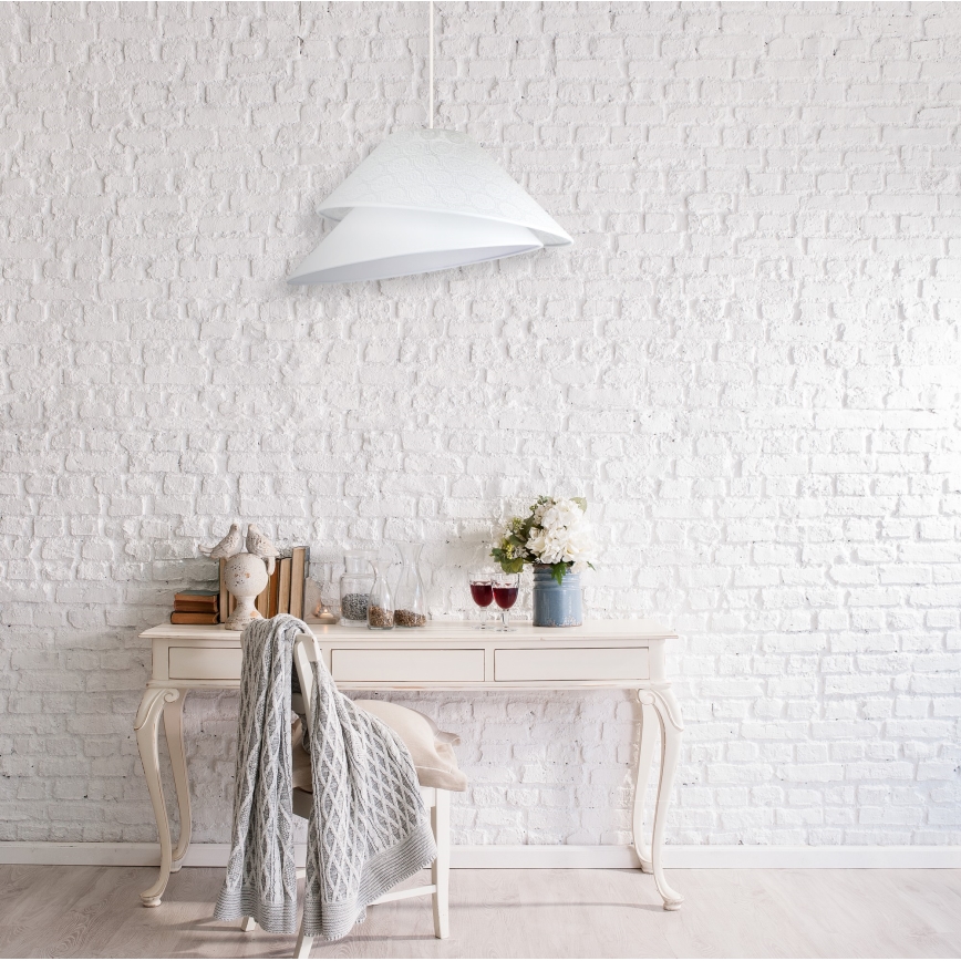 Duolla - Lestenec na vrvici COCO 1xE27/40W/230V pr. 50 cm bela