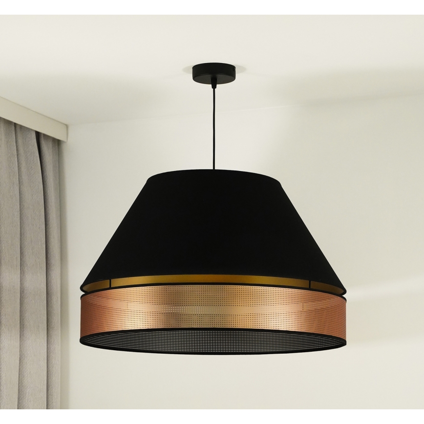 Duolla - Lestenec na vrvici COPPER SHINY 1xE27/15W/230V pr. 60 cm črna/baker