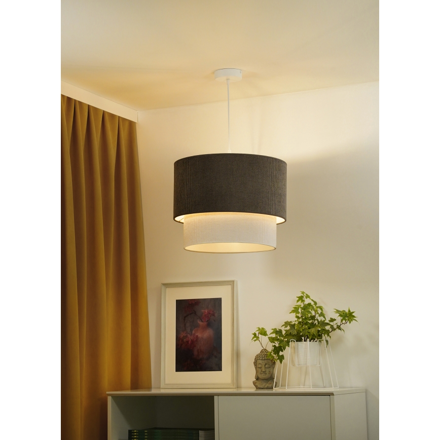 Duolla - Lestenec na vrvici CORDUROY 1xE27/15W/230V pr. 40 cm rjava/krem barva