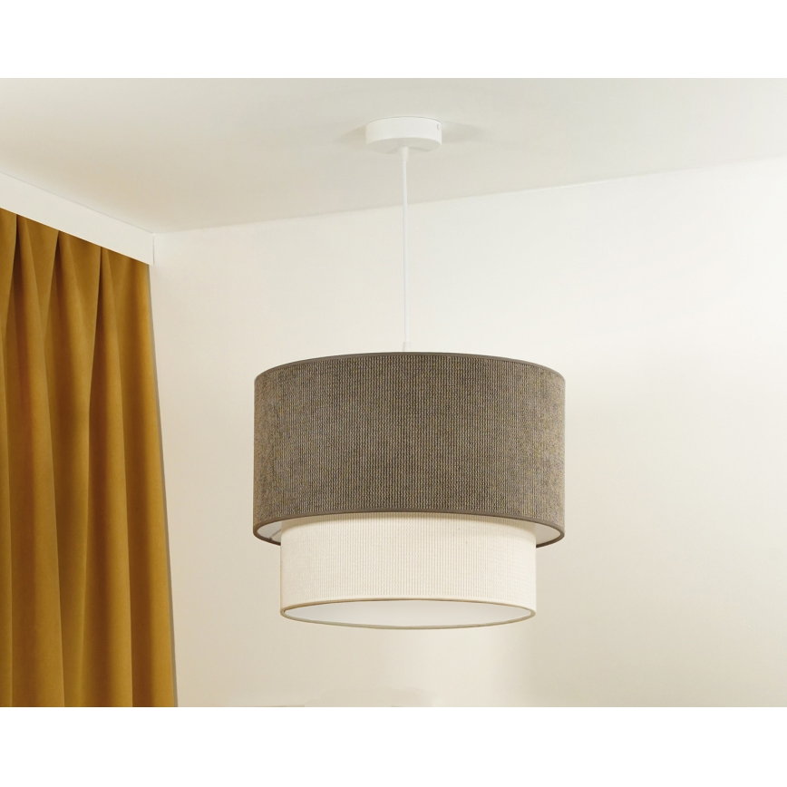 Duolla - Lestenec na vrvici CORDUROY 1xE27/15W/230V pr. 40 cm rjava/krem barva