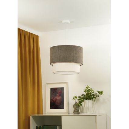 Duolla - Lestenec na vrvici CORDUROY 1xE27/15W/230V pr. 40 cm rjava/krem barva