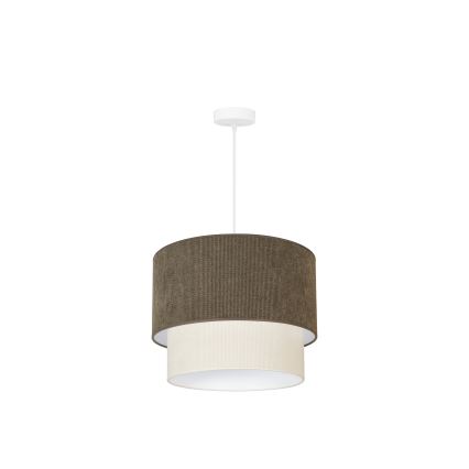 Duolla - Lestenec na vrvici CORDUROY 1xE27/15W/230V pr. 40 cm rjava/krem barva