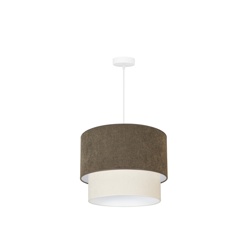 Duolla - Lestenec na vrvici CORDUROY 1xE27/15W/230V pr. 40 cm rjava/krem barva