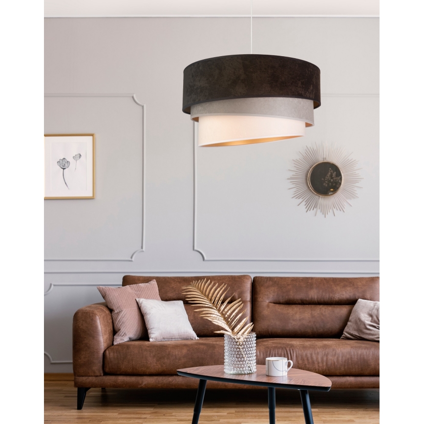 Duolla - Lestenec na vrvici DEVON 1xE27/40W/230V pr. 45 cm črna/siva/bež
