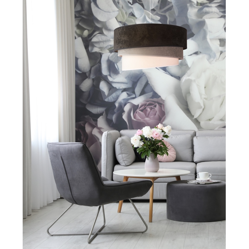 Duolla - Lestenec na vrvici DEVON 1xE27/40W/230V pr. 45 cm črna/siva/bež
