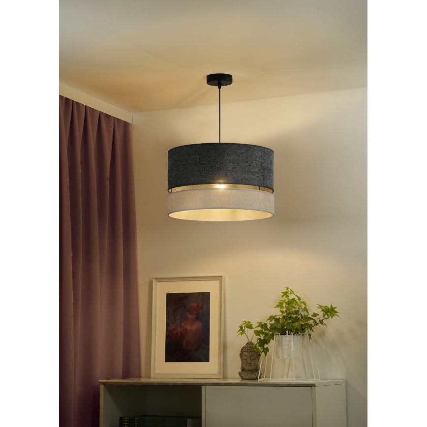Duolla - Lestenec na vrvici DOUBLE 1xE27/15W/230V pr. 40 cm siva