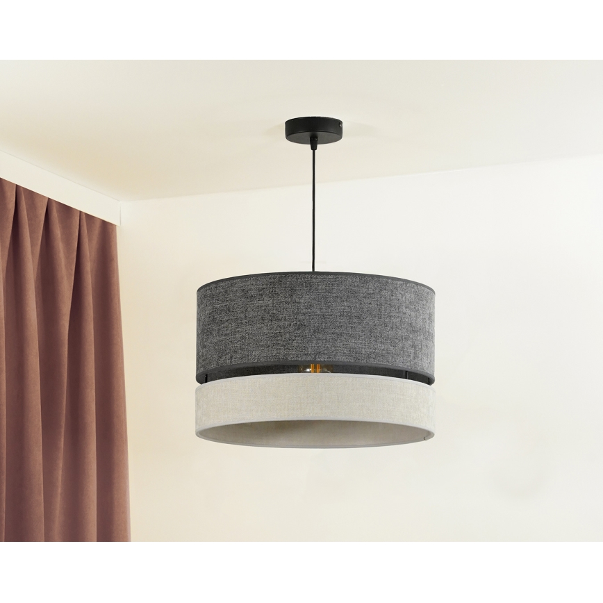 Duolla - Lestenec na vrvici DOUBLE 1xE27/15W/230V pr. 40 cm siva