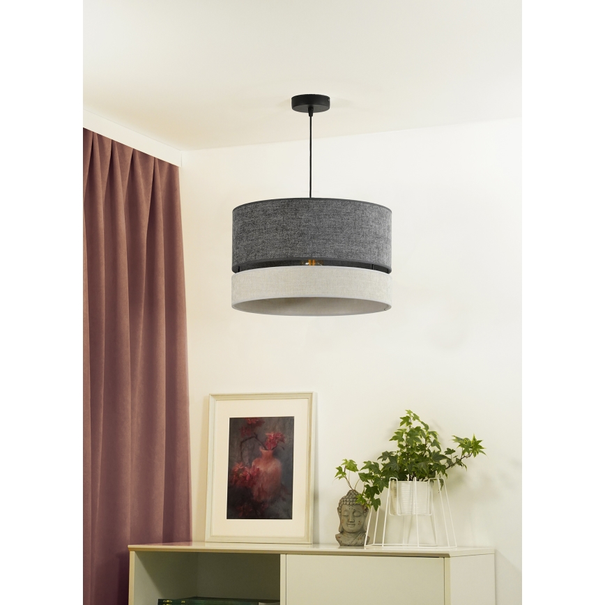 Duolla - Lestenec na vrvici DOUBLE 1xE27/15W/230V pr. 40 cm siva
