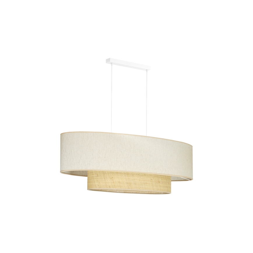 Duolla - Lestenec na vrvici DOUBLE OVAL NATURE 2xE27/15W/230V krem barva/bež