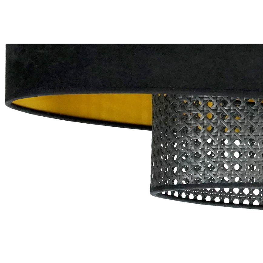 Duolla - Lestenec na vrvici DOUBLE OVAL RATTAN 2xE27/15W/230V črna/ratan