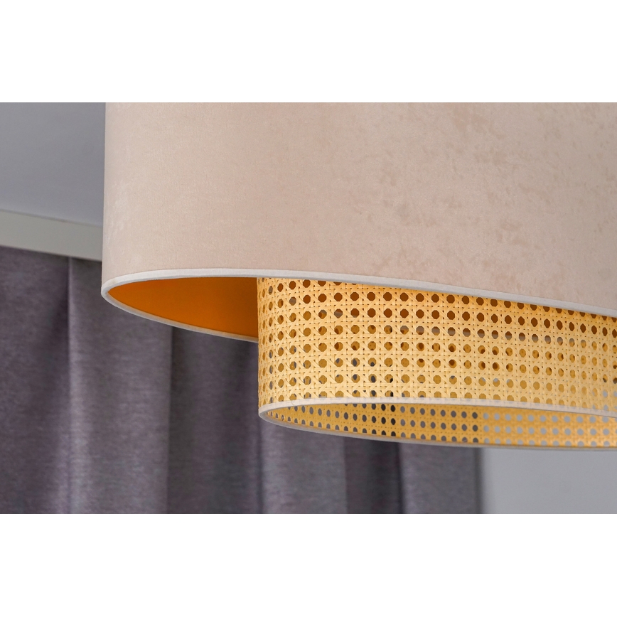 Duolla - Lestenec na vrvici DOUBLE OVAL RATTAN 2xE27/15W/230V krem barva/ratan