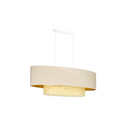 Duolla - Lestenec na vrvici DOUBLE OVAL RATTAN 2xE27/15W/230V krem barva/ratan