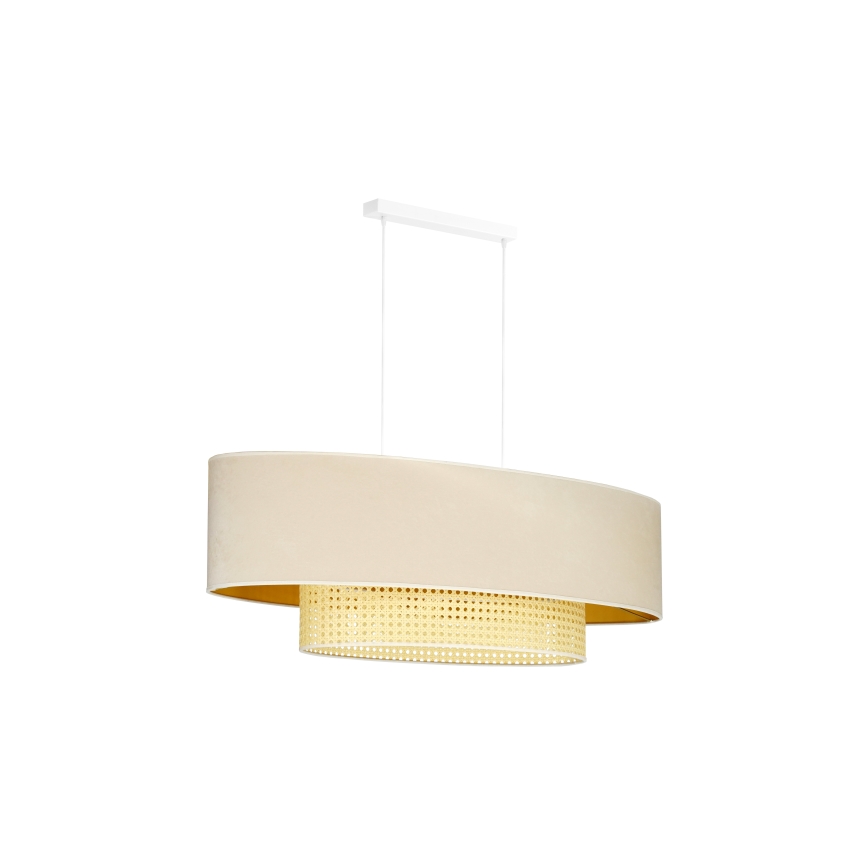 Duolla - Lestenec na vrvici DOUBLE OVAL RATTAN 2xE27/15W/230V krem barva/ratan