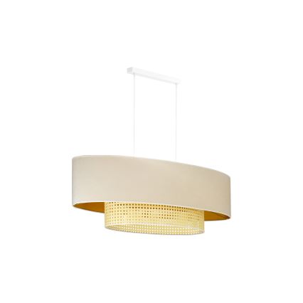 Duolla - Lestenec na vrvici DOUBLE OVAL RATTAN 2xE27/15W/230V krem barva/ratan