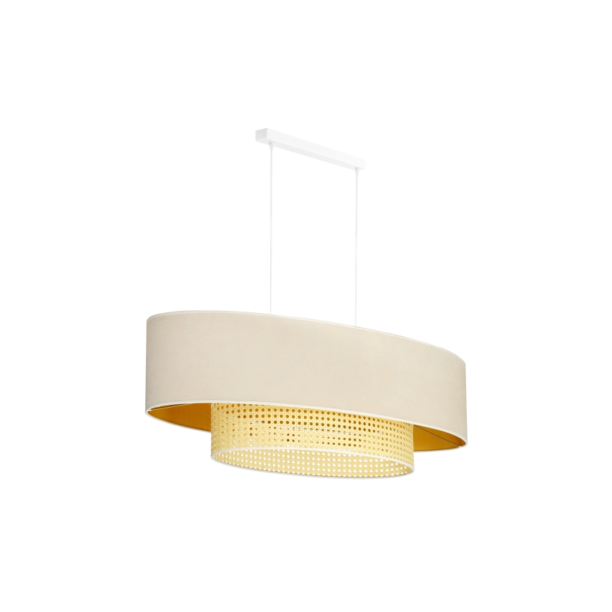 Duolla - Lestenec na vrvici DOUBLE OVAL RATTAN 2xE27/15W/230V krem barva/ratan